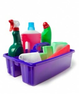 Put together a cleaning caddy to keep your cleaning supplies close by (istockphoto)
